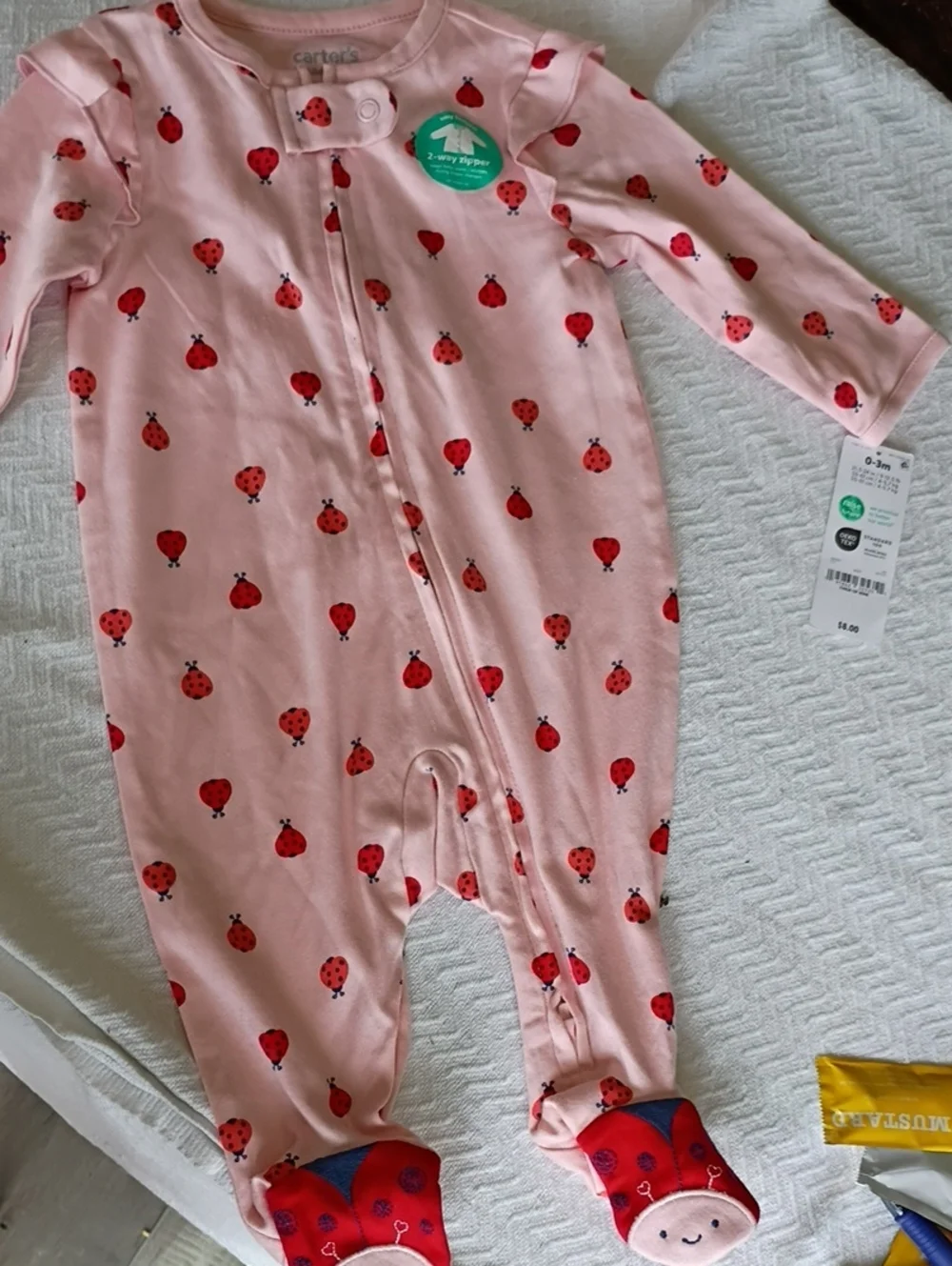 Carter's Pink Ladybug Footed Zip One-Piece